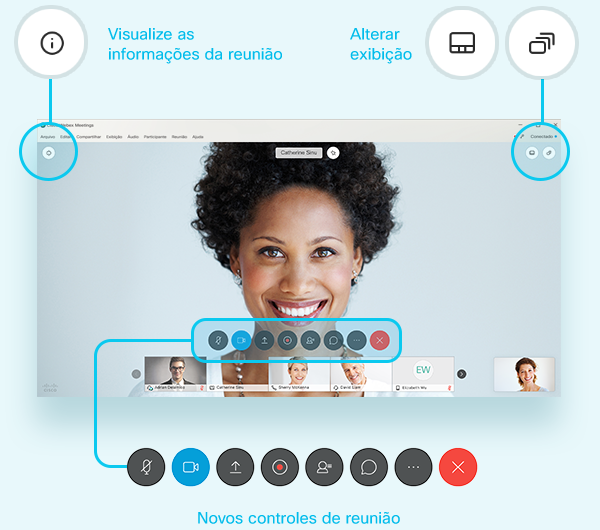 Confira a nova interface no Webex Meetings.